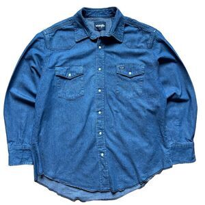 Wrangler Denim Pearl Snap Western Shirt XL Cotton Long Sleeve Pockets Western